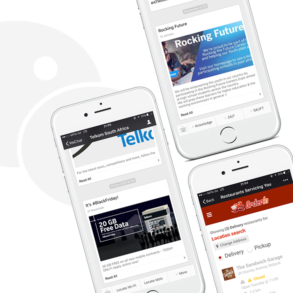 WeChat Official Accounts on mobile phones